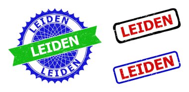 LEIDEN Rosette ve dikdörtgen çift renkli mühürleri çizik yüzeyli