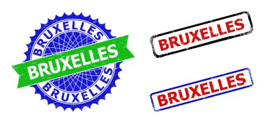 BRUXELLES Rosette ve Dikdörtgen Çift Renkli Mühürleri Aşınmış Biçimlerle