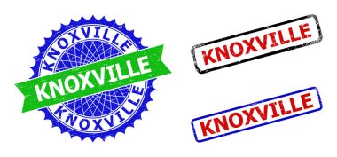 KNOXVILLE Rosette ve Tehlike Dokuları ile Dikdörtgen Çift Renkli Rozetler