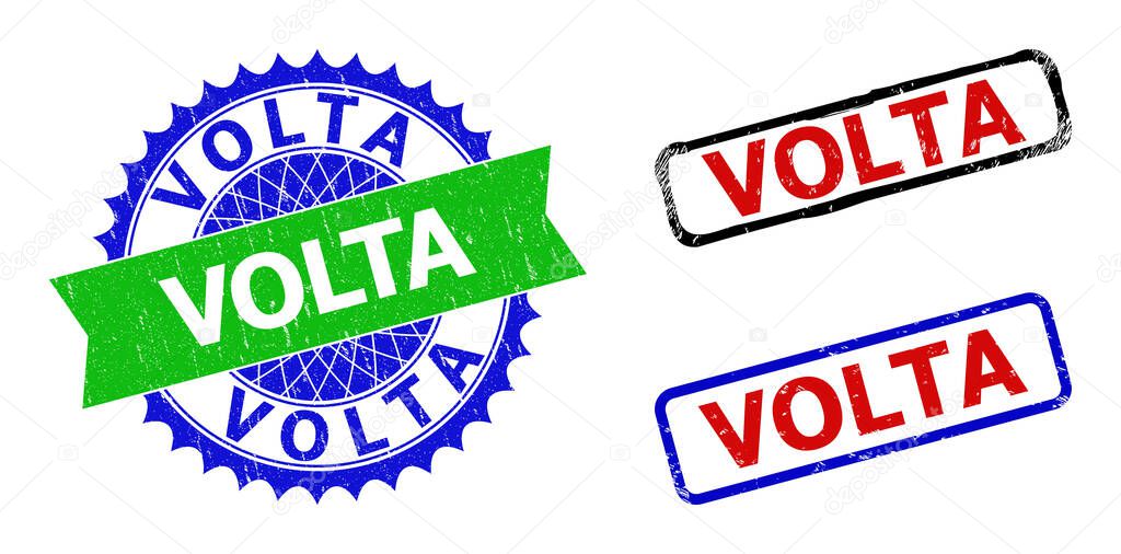 VOLTA Rosette and Rectangle Bicolor Stamps with Unclean Surfaces