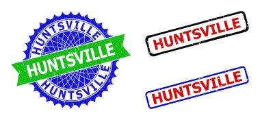 HUNTSVILLE Rosette ve dikdörtgen çift renkli mühürleri aşınmış dokularla