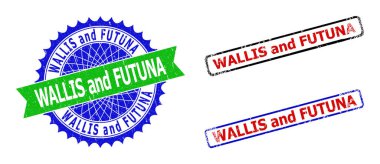 WALLIS ve FUTUNA Rosette ve Dikdörtgen İki Renkli Mühürler Grunge Styles