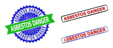 ASBESTOS DANGER Rosette ve Çürümüş Yüzeyli İki Renkli Mühürler