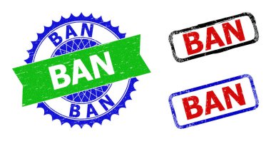 BAN Rosette ve dikdörtgen çift renkli mühürleri aşınmış yüzeylerle