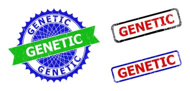 Kauçuk desenli GENETIC Rosette ve dikdörtgen çift renkli mühürler
