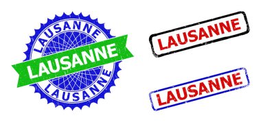 LAUSANNE Rosette ve dikdörtgen çift renkli mühürlü Grunge desenli