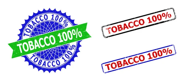 TOBACCO 100 pour cent Rosette et Rectangle Bijoux bicolores avec surfaces corrodées — Image vectorielle