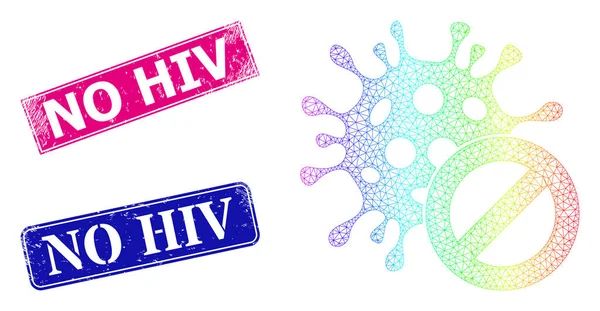 Grunge Sem Insígnias de HIV e Rede de Espectro Gradiente Cancelar Coronavírus —  Vetores de Stock