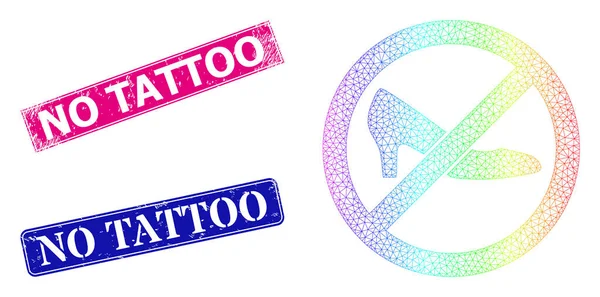 Distress No Tattoo Stamps and Spectral Network Gradient Zakazane buty — Wektor stockowy