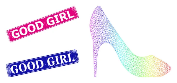 Texturált Good Girl Stamp és Spectrum Net Gradient magas sarkú cipő — Stock Vector