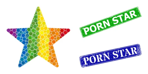 Rubber Porno Star Seals en Spectrum Gradient Dotted Star Mozaïek — Stockvector
