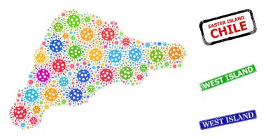 Dokulu Batı Adası Mührü ve Renkli Viral Paskalya Adası Mozaiği