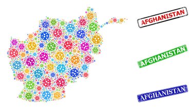 Afganistan pulları ve renkli Covid-2019 Afganistan Haritası