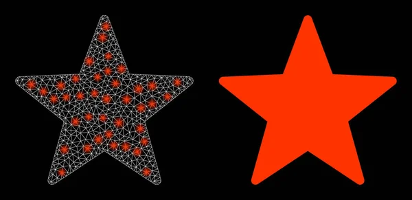 Estrella de malla de red poligonal con magia — Vector de stock