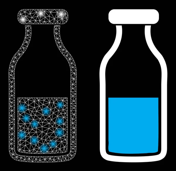 Polygonale 2D Mesh Wasserflasche mit Lichtpunkten — Stockvektor
