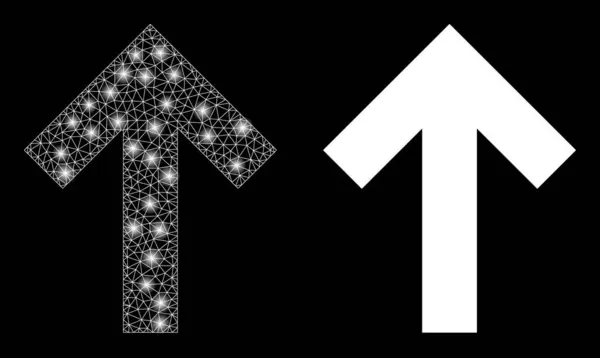 Réseau polygonal Mesh Up flèche de direction avec des taches d'éblouissement — Image vectorielle