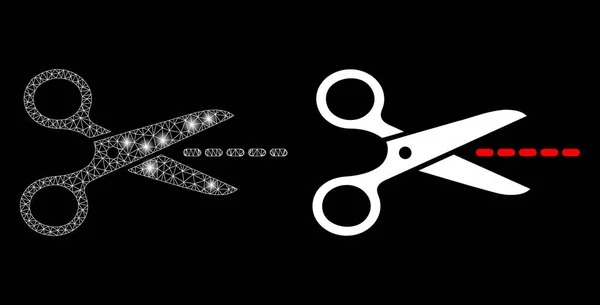 폴리곤 2D Mesh Scissors Line with Magic — 스톡 벡터