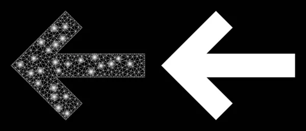 多角形のカーカスメッシュ左方向矢印とグレアスポット — ストックベクタ