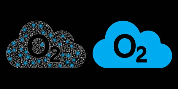 Gaz d'oxygène de treillis métallique polygonal avec des taches d'éblouissement — Image vectorielle