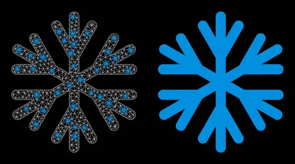 多国間ネットワークメッシュ｜Glare Spotsで雪が降る — ストックベクタ