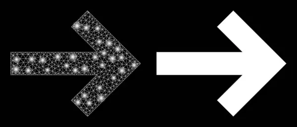 Flèche de direction droite de maille 2D polygonale avec des taches de lumière — Image vectorielle
