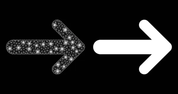 Flèche de maille réseau polygonale droite avec des taches de lumière — Image vectorielle