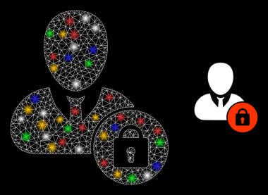 Ağ Kilitli Kullanıcı Parıltısı Simgesi Parlak Renkli Işıklar