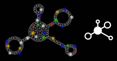 Ağ Merkezi Daire Parıltısı Simgesi Çok Renkli Parıltı Benekleriyle