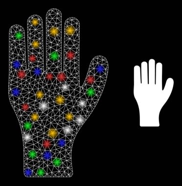 Ağ İnsan Eli Renkli Parlak Benekli Simgeyi Parlatıyor