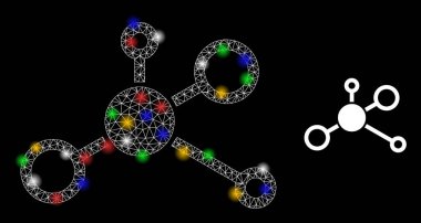 Ağ Dağıtım Modeli Renkli Parlak Benekli Simge Simgesi