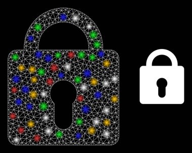 Renkli Işık Noktalarıyla Ağ Kilit Parıltısı Simgesi