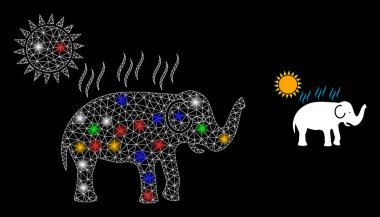 Güneş Altındaki Ağ Fil Isı İkonunu Renkli Parlak Benekli Parıldatıyor