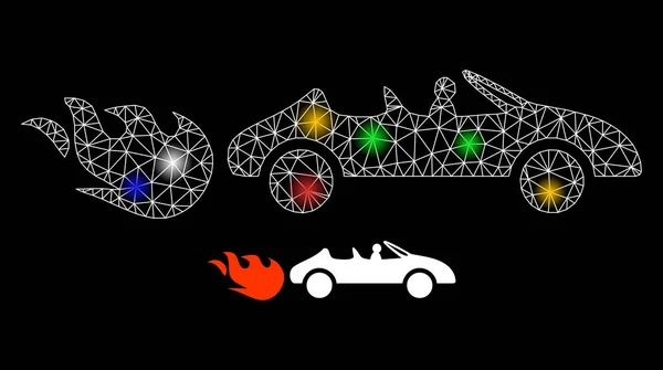 Red Cabriolet Rush Icono de deslumbramiento con manchas de deslumbramiento multicolor — Vector de stock