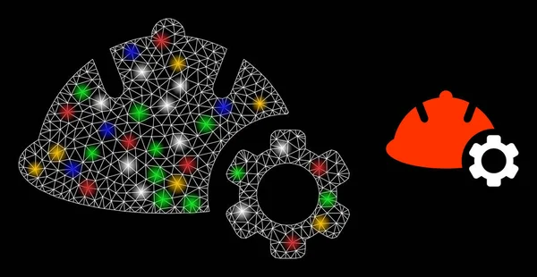 넷 엔지니어링 종착점 (Net Engineering Constellation Icon with Multi Colored Glare Spots) — 스톡 벡터