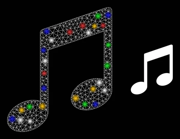 Net Müzik Notaları Çok Renkli Parlak Benekli Simgeyi Parlatır — Stok Vektör