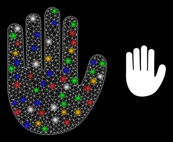 Icono de deslumbramiento de palma de mano neta con manchas de deslumbramiento de colores brillantes — Archivo Imágenes Vectoriales