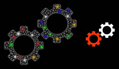 Ağ Vites Mekaniği Çok Renkli Parlak Benekli Simgeyi Parlatıyor
