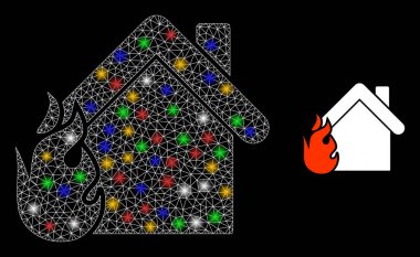 Ağ Yanan Ev Parıltısı Simgesi Çok Renkli Parlak Benekler