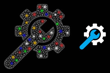 Ağ Servis Aracı Renkli Parıldayan Noktalarla Simge Parlatır