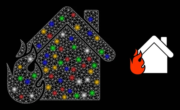 Ağ Yanan Ev Parıltısı Simgesi Çok Renkli Parlak Benekler