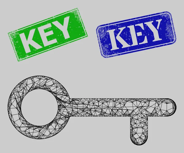 Grunge Key Imprints and Network Key Mesh — Stock Vector