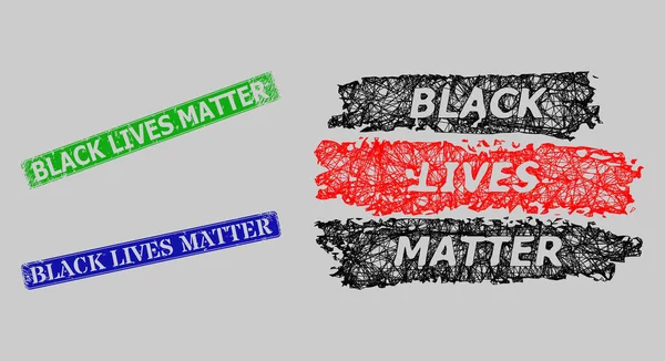Kauçuk Siyah Yaşamlar Önemli Kişilik İzleri ve Çapraz Siyahi Yaşamlar Önemli Web Ağı — Stok Vektör