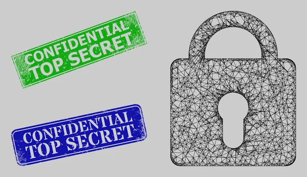 Tajne poufne tajne imitacje znaczków i sieci Web Lock Lock — Wektor stockowy