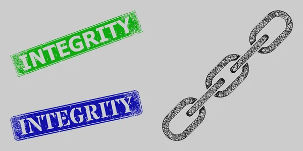 Vészhelyzet Integritás Bélyegek és keresztezett lánc integritás háló — Stock Vector