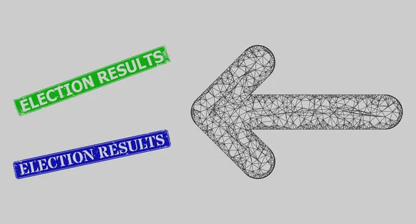 Resultados de las elecciones de goma Sellos de sello y cruce Mover malla web izquierda — Vector de stock