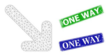 Çizilmiş Tek Yönlü Mühür ve Üçgen Ağ Sağa Taşı Simgesi