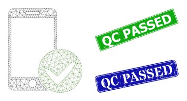 Kauçuk Qc Pul Mühürleri ve Üçgen Ağ Onaylı Akıllı Telefon Simgesi