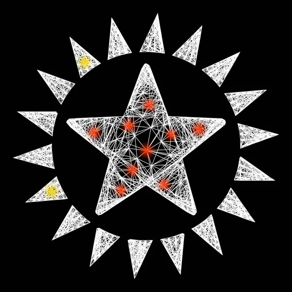 ネットワークスター輝きメッシュと明るいグレアスポット — ストックベクタ