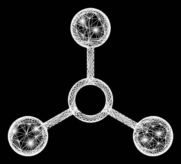 Hatched Atom Links Web Mesh avec des points brillants — Image vectorielle