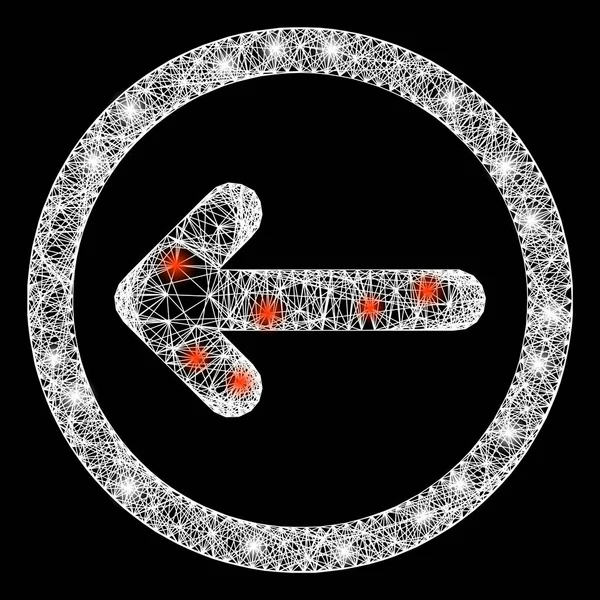 Síťová zaoblená webová síť se šipkami vlevo s jasně třpytivými tečkami — Stockový vektor